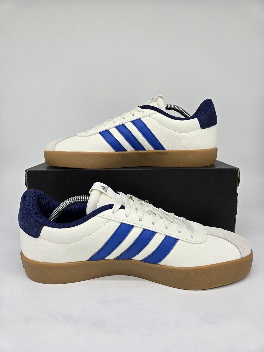 Adidas Men's VL Court 3.0 JR8634 Core White Bright Royal Dark Blue Shoes Size 10 - Picture 4 of 8